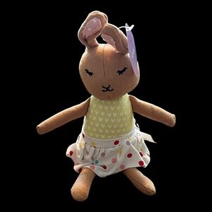 Bullseye's Playground Bunny Plush Sit-About Tan Yellow Polka Dot NWT 10 inch
